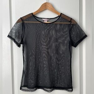 Victoria's Secret Black Mesh Tee, Size XS / S